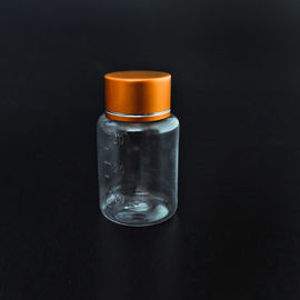 200cc high quality capsule bottle/ health food golden / amber bottle with double aluminum lid and metal bottom cap